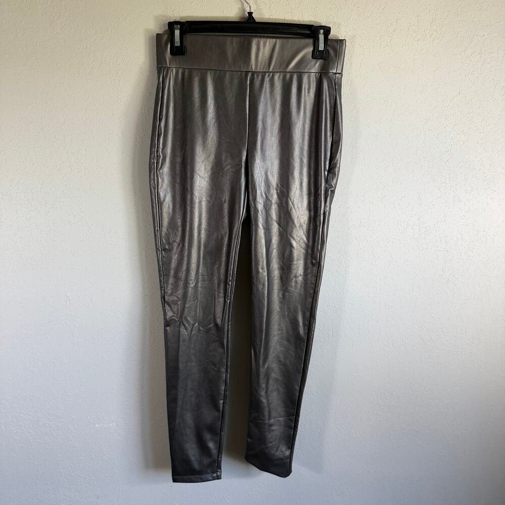 NWT Loft Silver Faux Leather Leggings High Waisted Pull On Womens XS Cybercore